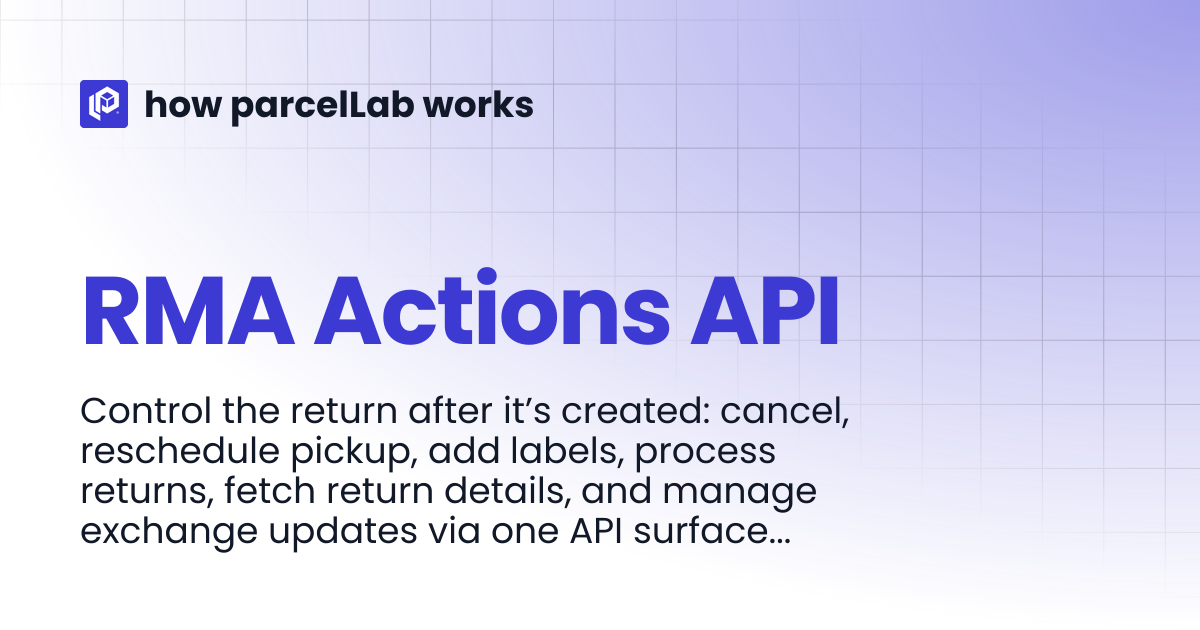 RMA Actions API | Developers API v2 LTS | how parcelLab works