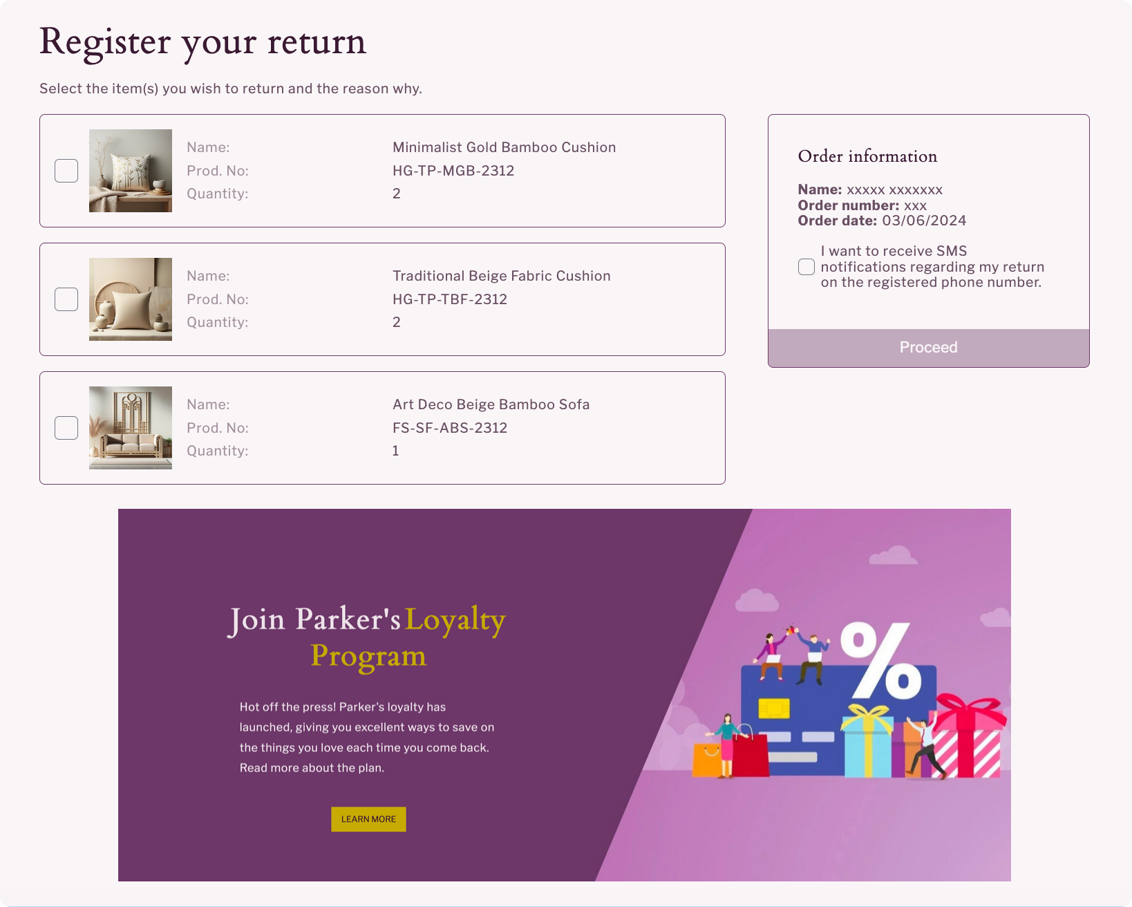 Campaign banner on the Returns Registration page