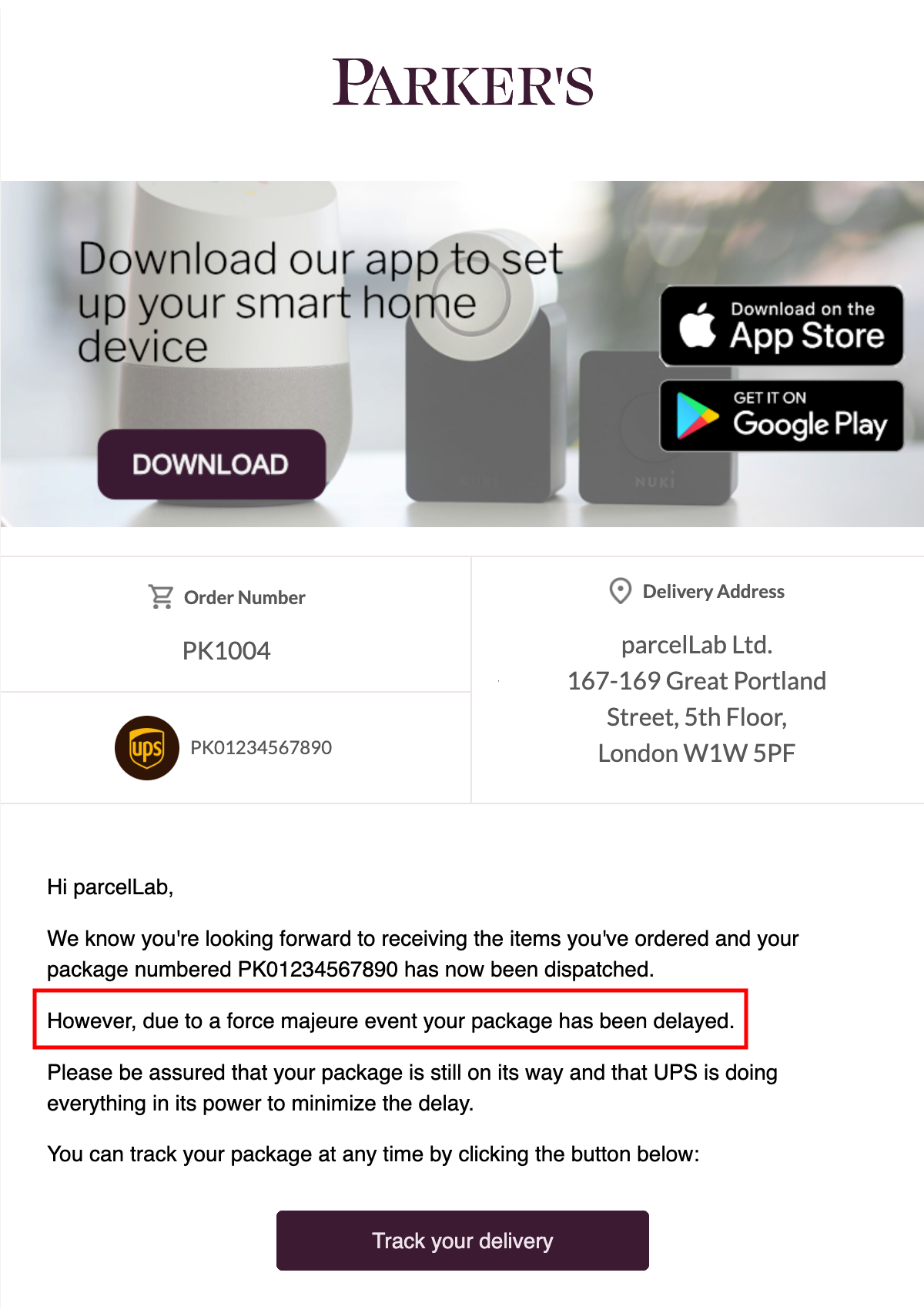Force majeure delay email
