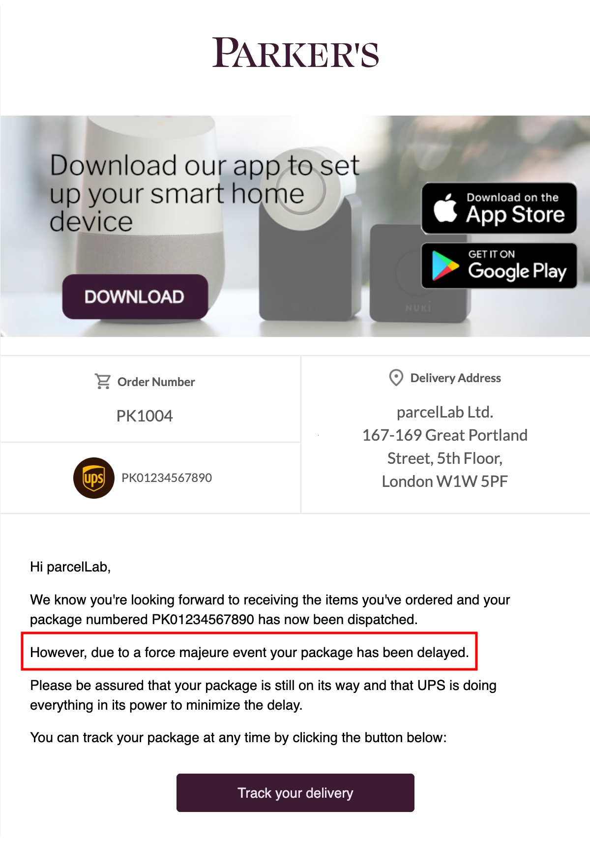 Force majeure delay email